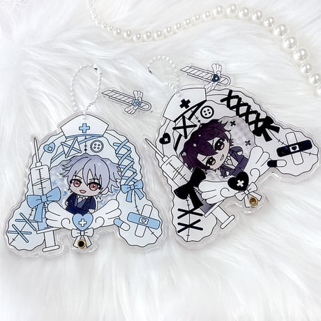【G.triGerオリジナル 推し活グッズ】チャーム付き缶バッジ用アクリルフレーム 【天使界隈 垂れ耳ナース】