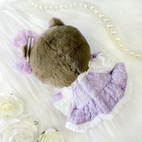 【ぬい服】蝶付きワンピース&リボンクリップセット【10~15cm用】【推し活グッズ】