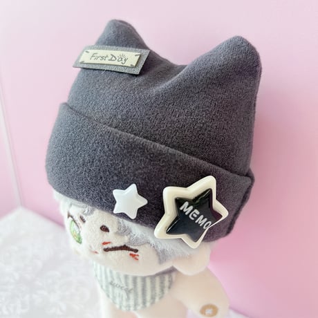 ぬい服　ぬいぐるみ用猫耳ニット帽&スタイセット【10cm用】【推し活グッズ】