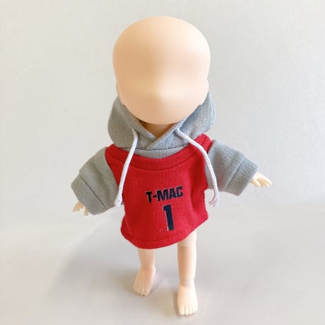 【ぬい服】バスケビブス風パーカー　細身のぬいぐるみ・ドール用