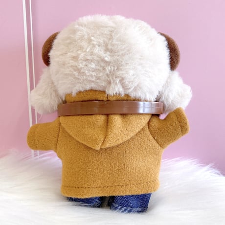 【ぬい服】ダッフルコート&ボーダーシャツ&パンツ&ヘッドホンセット　10cm用