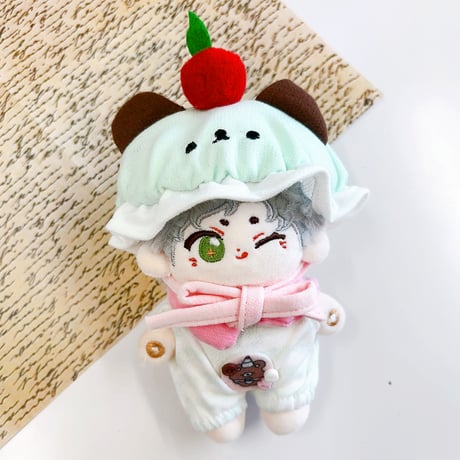 【ぬい服】ぬいぐるみ用フリル帽子&シャツセット【10cm用】【推し活グッズ】
