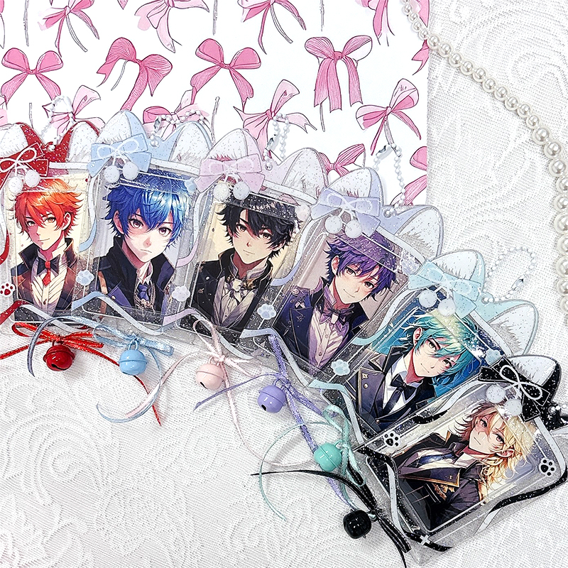 纳次元 推し活グッズ】鈴&リボン付き猫耳キラキラ トレカケース