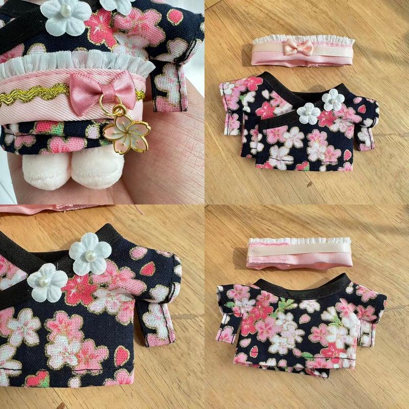 ぬい服】 10cmぬいぐるみ用 着物セット 花柄×フリル帯 | G.triGer