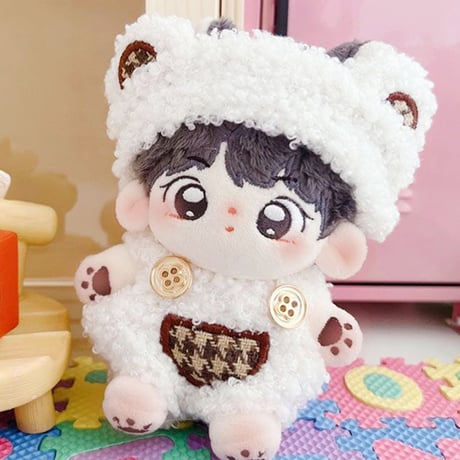 【ぬい服】くま耳ヘッドバンド&サロペットセット 10~15cmぬいぐるみ用【推し活グッズ】