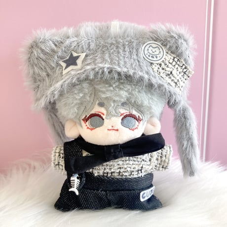 【ぬい服】猫耳ニット帽&ニット&サロペット&マフラーセット　10cm用