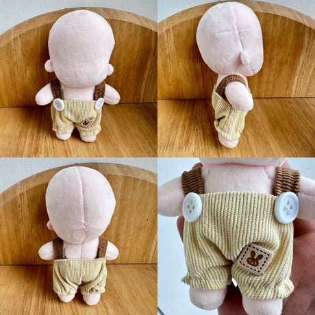 重ね着も可愛い！ ぬいぐるみ用 2トーン・サロペット 10cm〜13cm ぬい服