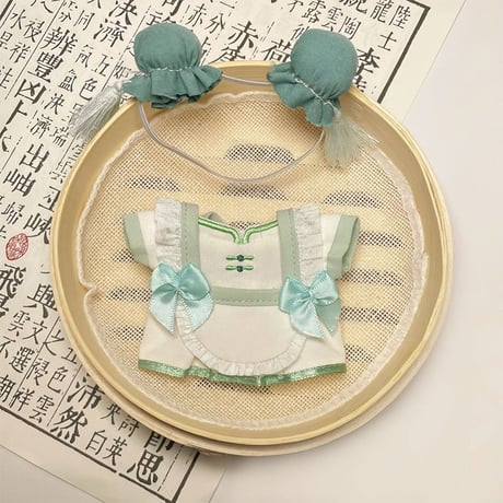 【ぬい服】 ぬいぐるみ用チャイナエプロン&ヘッドドレスセット 10cm~15 用【推し活グッズ】
