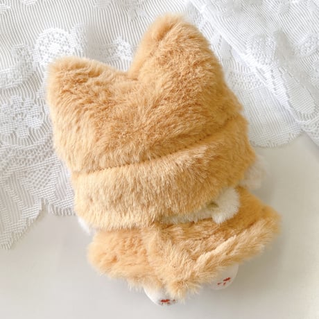 【ぬい服】猫耳ニット帽&ファーポンチョ&マフラーセット　10cmぬいぐるみ用