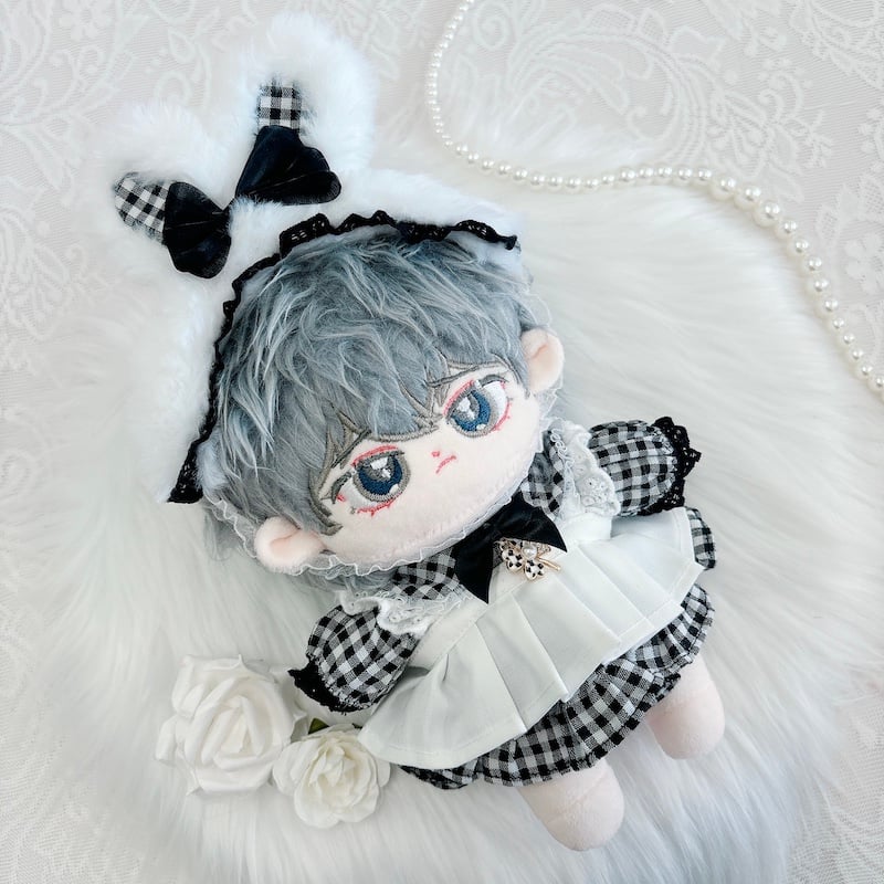 ぬい服】 ぬいぐるみ用ギンガムチェックワンピース&うさ耳ヘッド ぬい服】 ぬいぐるみ用ギンガムチェックワンピース&うさ耳ヘッド
