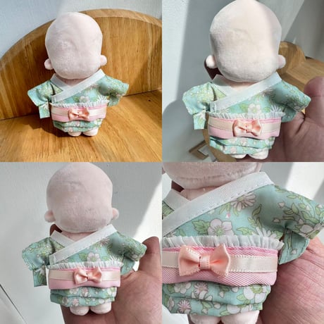 【ぬい服】 10cmぬいぐるみ用 着物セット 花柄×フリル帯