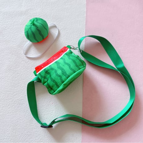 【ぬいバッグ】【ぬい服】ぬいぐるみ用スイカ型バッグ 【10〜20cm 用】【推し活グッズ】