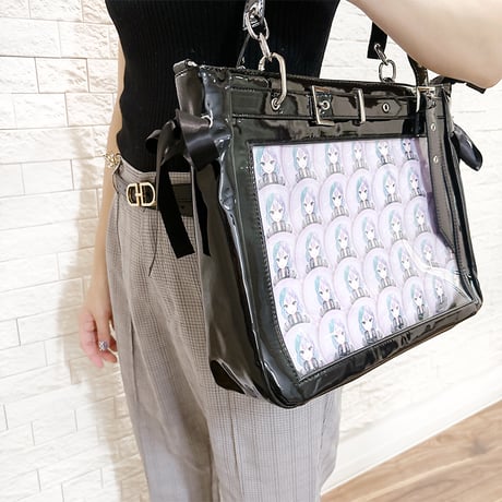 【soda薄荷茶】ベルト付きフェイクレザーキルティング痛バッグ【推し活グッズ】