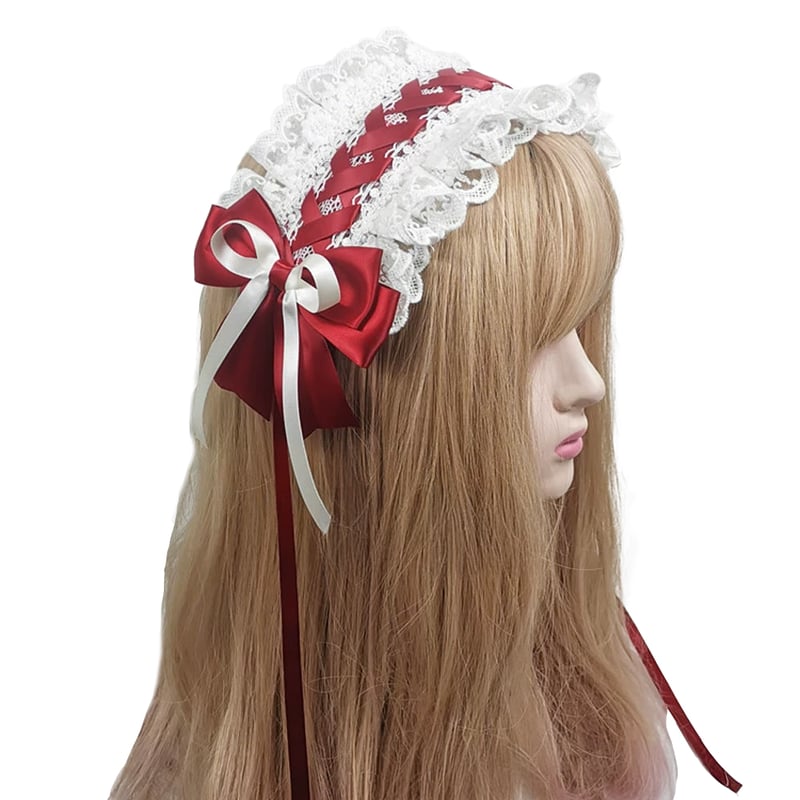 クリップ付きレースアップヘッドドレス 【コスプレ、痛バッグリボン