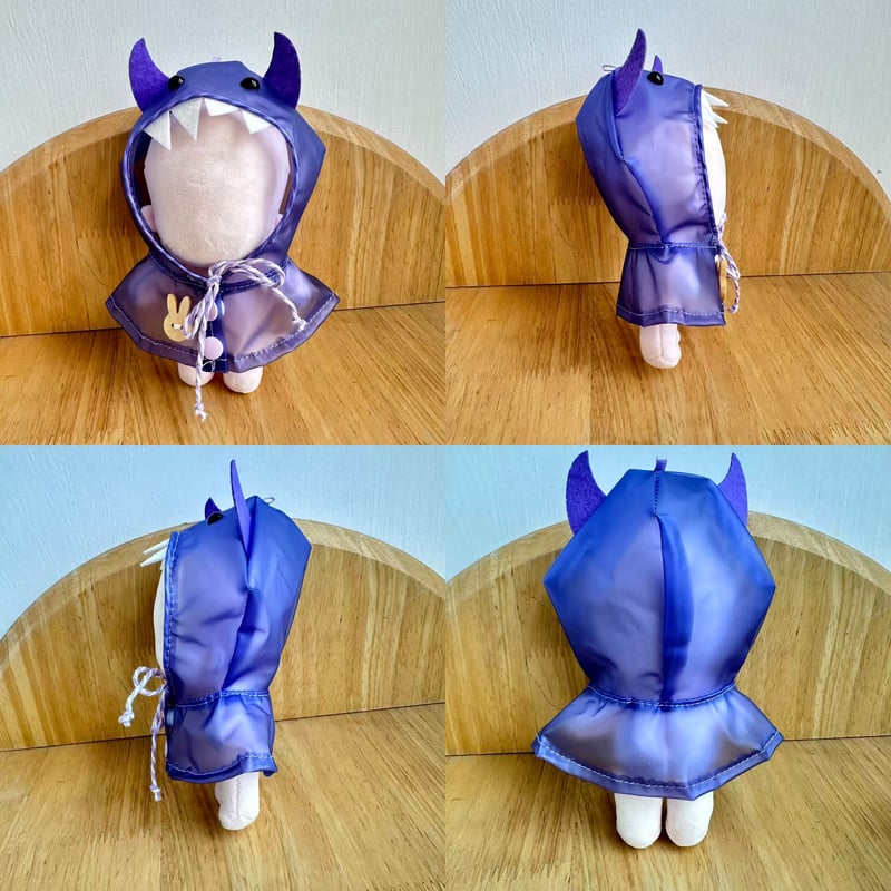 雨の日もお出かけ クリアアニマル・レインコート 10cm〜13cm ぬい服
