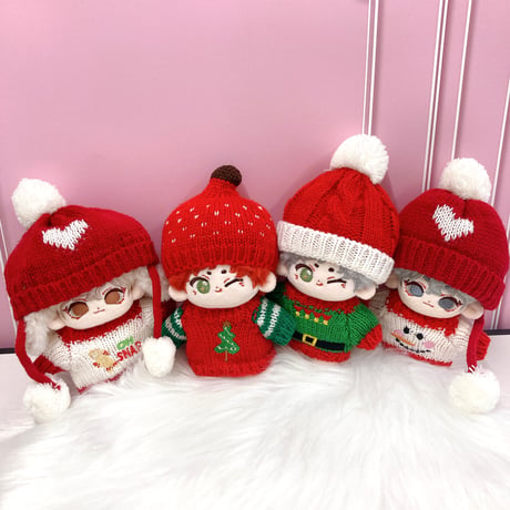 【ぬい服】クリスマスセーター&ニット帽セット　10cm用