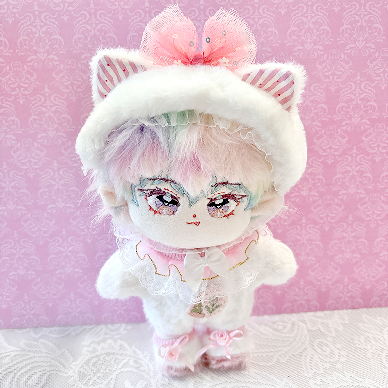 ぬい服】ぬいぐるみ用ふわふわ猫着ぐるみ 【ヘッドバンド・服・靴