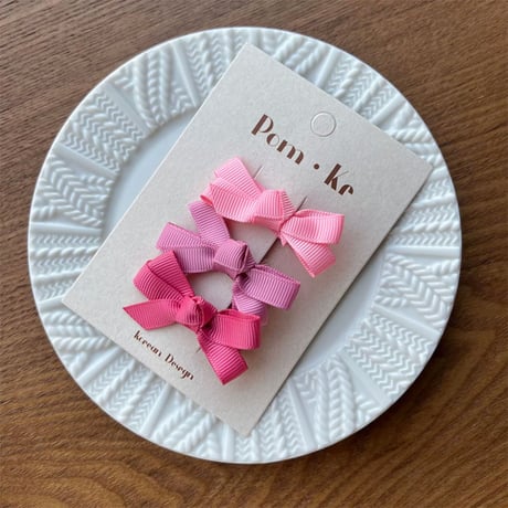 ミニリボンクリップ3色セット【推し活グッズ・ヘアメ・参戦ヘア・地雷系・量産型】