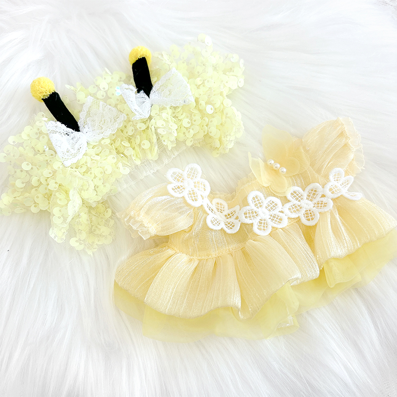 ぬい服】ぬいぐるみ用ドレス & ヘッドドレスセット【蜂】20cm 用【推し