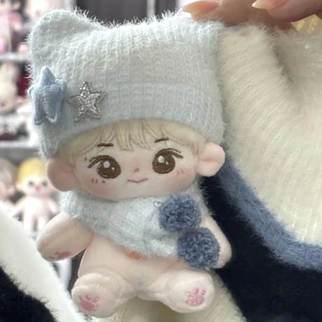 【ぬい服】ぬいぐるみ用猫耳ニット帽&マフラーセット　10cm用【推し活グッズ】