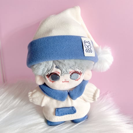 【ぬい服】パジャマセット(帽子&ワンピース&靴) 　10cmぬいぐるみ用