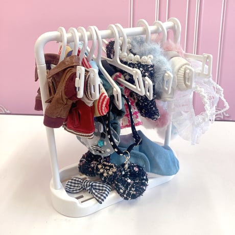 【ぬい服】ぬいぐるみ用ハンガー10個&ラックセット　10cm用