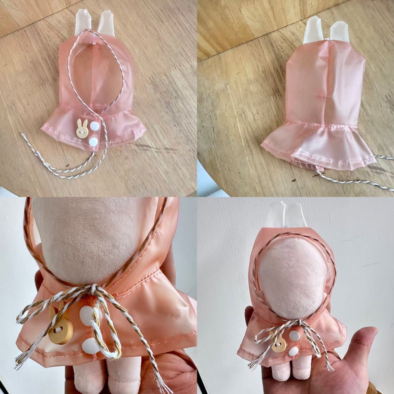雨の日もお出かけ クリアアニマル・レインコート 10cm〜13cm ぬい服