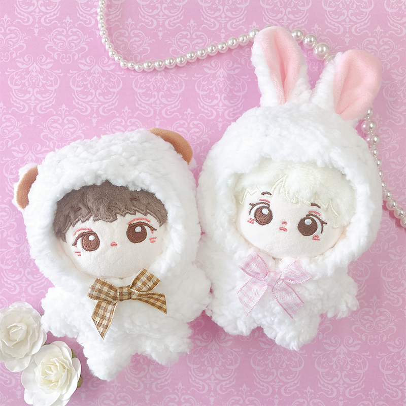 ぬい服 ♡ 10cm ♡ 着ぐるみ ♡ r82 ぬい服】ぬいぐるみ用もこもこ着ぐるみ/うさぎ・くま 10cm 用【推し活