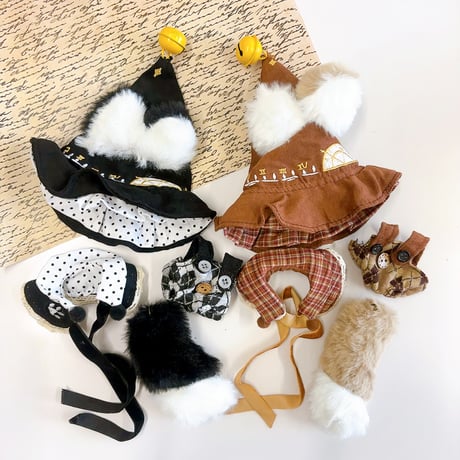 【ぬい服】魔法使いぬい服【帽子&尻尾&サロペット&衿セット】10cm用【推し活グッズ】