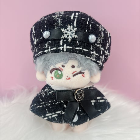 ぬい服　ツイード  ベレー帽&ケープ 10cm用【推し活グッズ】