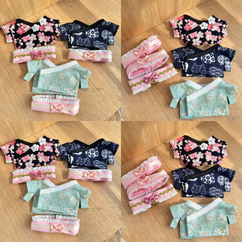 ぬい服】 10cmぬいぐるみ用 着物セット 花柄×フリル帯 | G.triGer