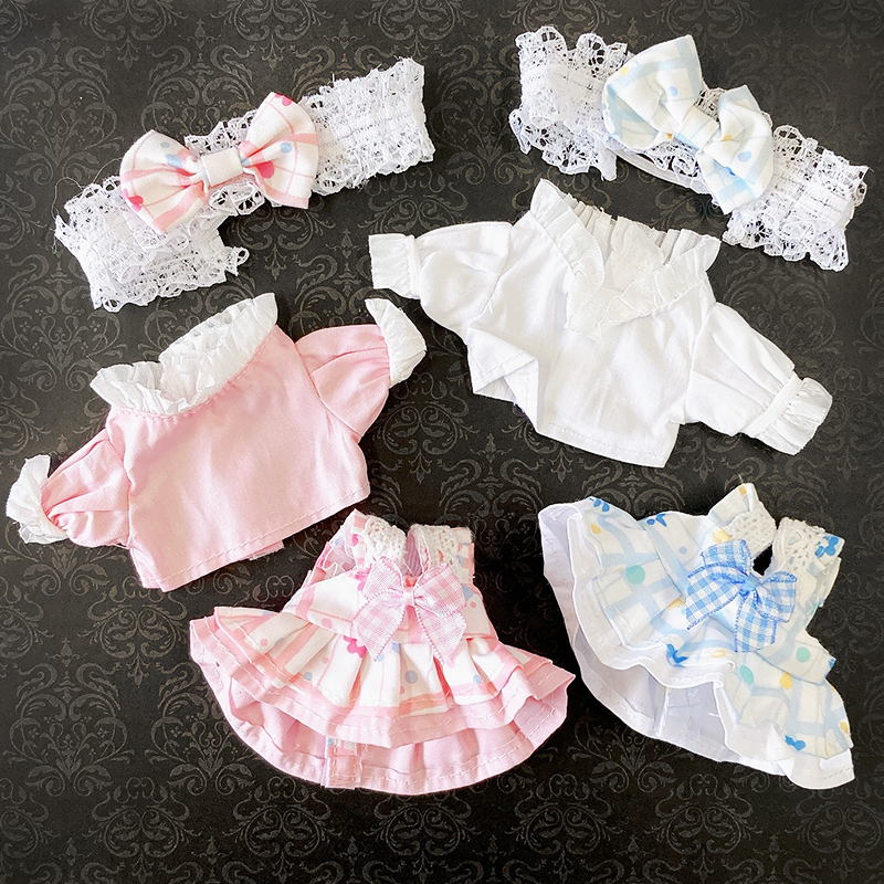 ぬい服】ぬいぐるみ用ワンピース＆ヘッドドレスセット 10~15cm用【推し