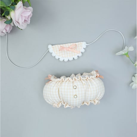【ぬい服】ぬいぐるみ用かぼちゃ パンツ&よだれかけセット 【15〜20cm 用】【推し活グッズ】