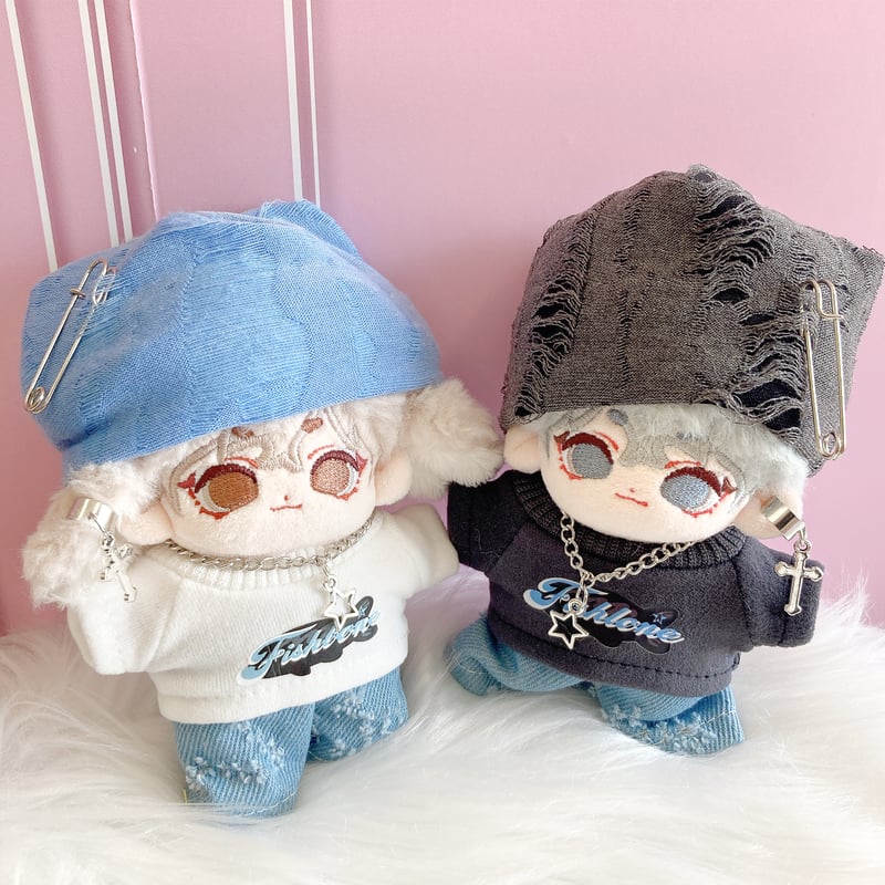 ぬい服】ニット帽&Tシャツ&パンツ&ネックレスセット 10cm用 | G