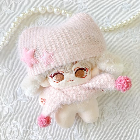 【ぬい服】ぬいぐるみ用猫耳ニット帽&マフラーセット　10cm用【推し活グッズ】