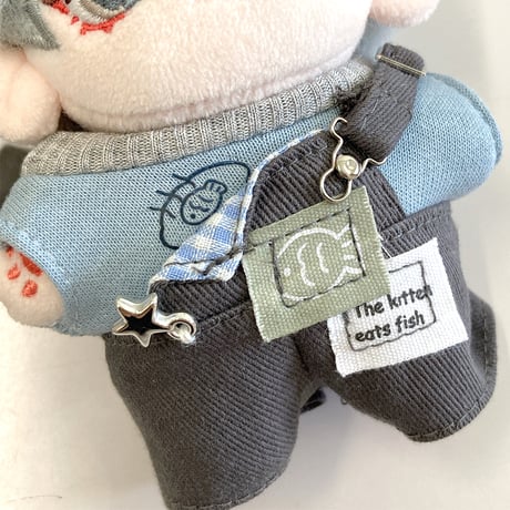【ぬい服】ニット帽&シャツ&オーバーオールセット　10cm用【推し活グッズ】