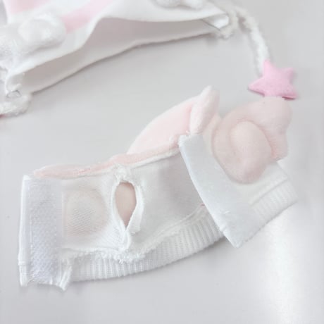 ぬい服　猫耳ニット帽&羽付きスウェットセット　10cm用【推し活グッズ】