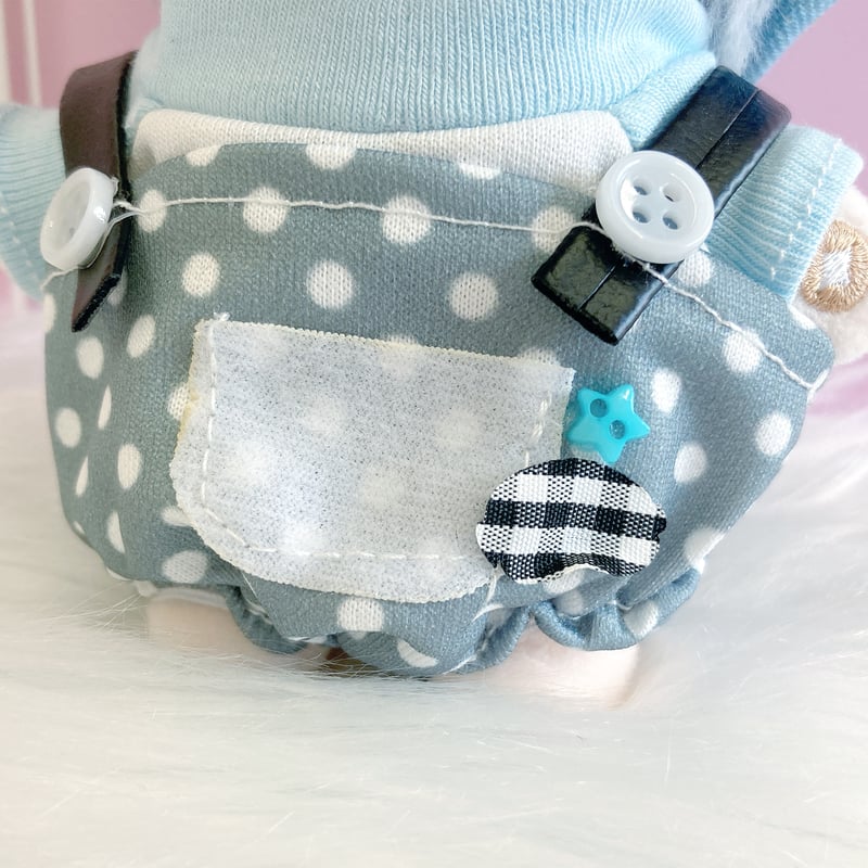 ぬい服】キャスケット&シャツ&水玉サロペットセット 10cm用 | G.triGer