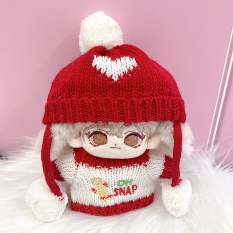 【ぬい服】クリスマスセーター&ニット帽セット　10cm用