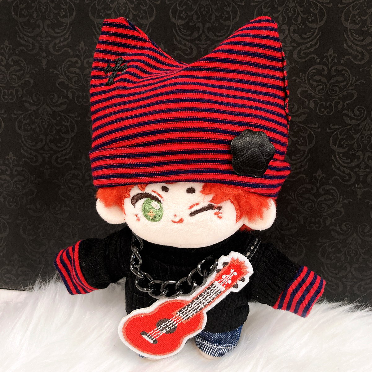 ぬい服】猫耳ニット帽&シャツ&パンツ&ギターセット 10cm用 | G.triGer