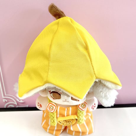 【ぬい服】バナナ型帽子&オーバーオールセット  10cm用