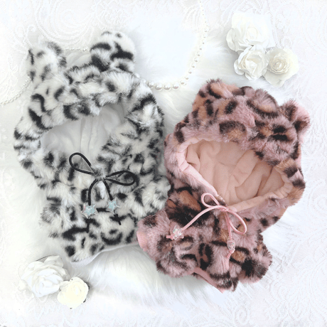 【ぬい服】ぬいぐるみ用ヒョウ柄パーカー/15~20cm用