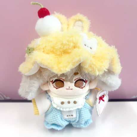 【ぬい服】帽子&スタイ&Tシャツ&サロペットセット 10cm用