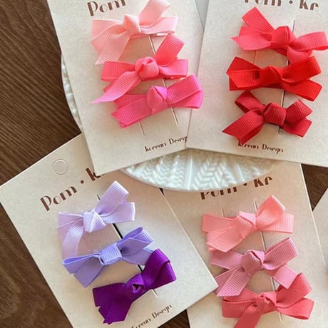 ミニリボンクリップ3色セット【推し活グッズ・ヘアメ・参戦ヘア・地雷系・量産型】