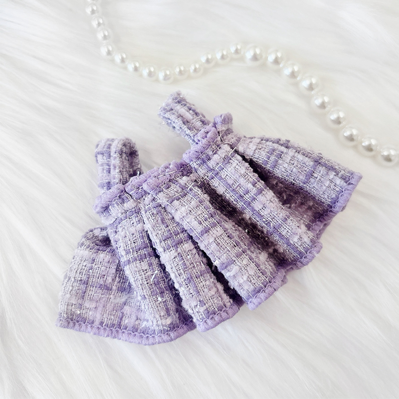 ぬい服　ハンドメイド　10cm ピンク　ツイード　ワンピース　水色　ブルー ぬい服】 ツイードぬい服【10~15cm用】 ワンピース・シャツ