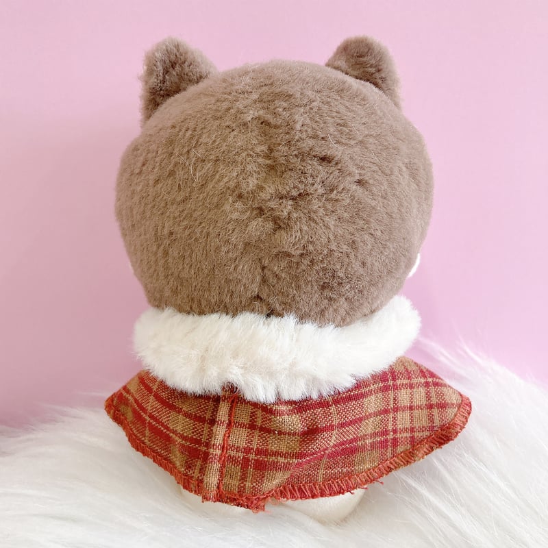 ぬい服】ぬいぐるみ用 チェック柄のファー付きケープ 10cm用 | G.triGer