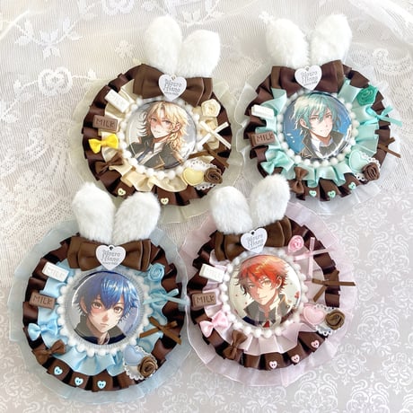 【推し活グッズ】バニー・ショコラのフリルロゼット【57mm缶バッジ用】