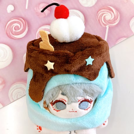 【ぬい服】ぬいぐるみ用着ぐるみキャップ　チョコミント　10cm用【推し活グッズ】