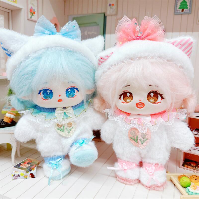 ぬい服】ぬいぐるみ用ふわふわ猫着ぐるみ 【ヘッドバンド・服・靴