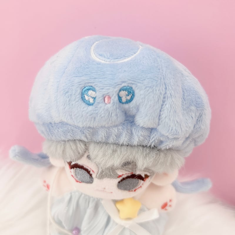 ぬい服 クラゲ型帽子・ワンピース・貝殻飾り3点セット 10cm用【推し活